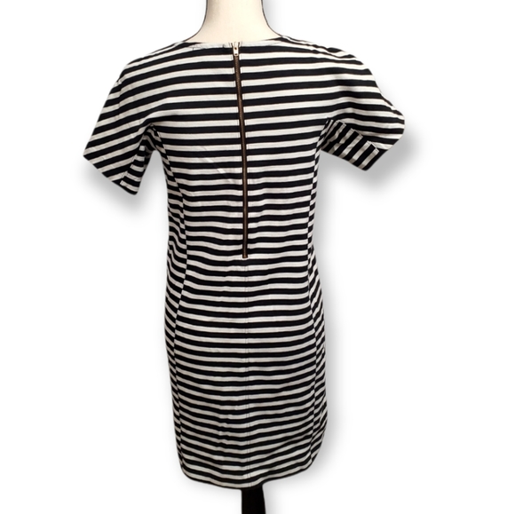 J. Crew Black and White Striped Dress women's size XS Skater Dress - Picture 2 of 9